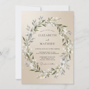 Invitation Mariage Feuille d'Olive Champagne