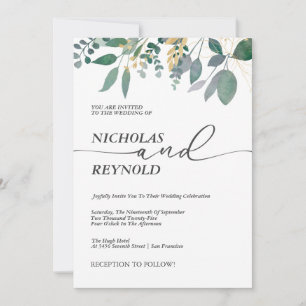 Invitation Mariage Feuille Enchanté Romance Eucalyptus