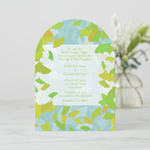 Invitation Mariage Feuille Gold et Green Ginkgo Tree