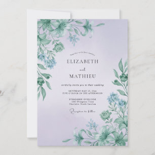 Invitation Mariage Feuille Mauve Menthe