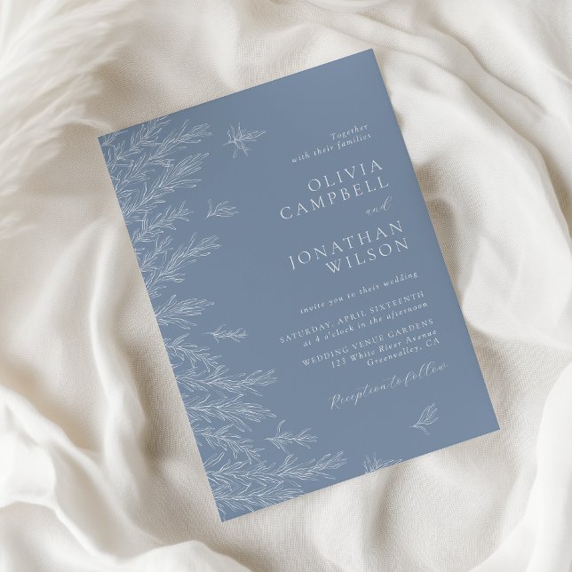Invitation Mariage Feuille minimaliste Dusty (Créateur téléchargé)