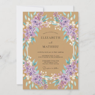 Invitation Mariage Feuille Ochre Améthyste
