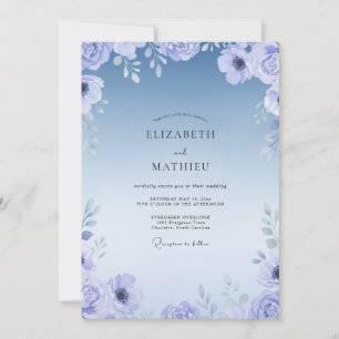 Invitation Mariage Feuillé Peint Bleuet