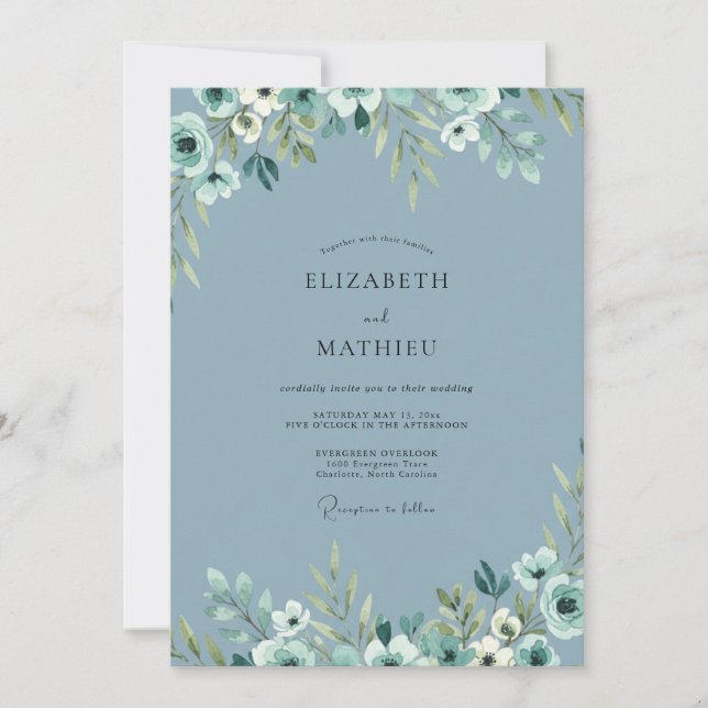 Invitation Mariage Feuille Peinte en Acier (Devant)