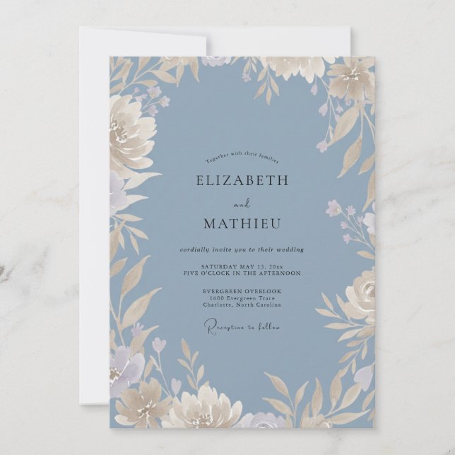 Invitation Mariage Feuille Peinte en Acier (Devant)