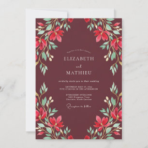 Invitation Mariage Feuille Peinte Marron