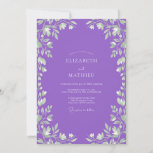 Invitation Mariage Feuille Sauvage Améthyste