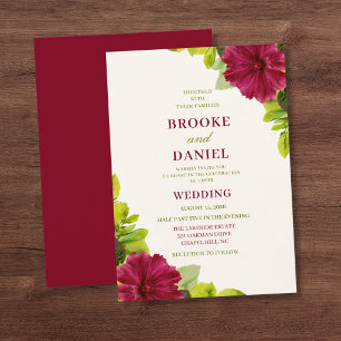 Invitation Mariage feuille verte de rose trémière de Bourgogn