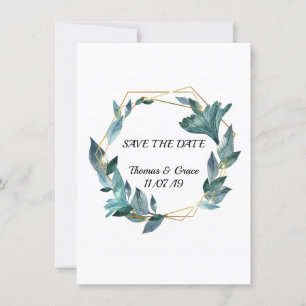 Invitation Mariage Feuilles Cadre Aquarelle Charmant