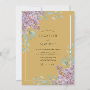 Invitation Mariage Feuilles de Lilas Moutarde
