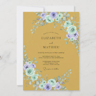 Invitation Mariage Feuilles de Lilas Ocre