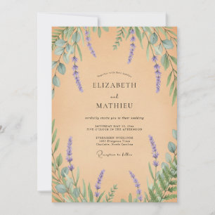 Invitation Mariage Feuilles de Lilas Pêche