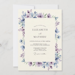 Invitation Mariage Feuilles de Lilas Sourdine et Pervenche