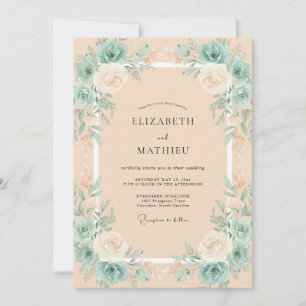 Invitation Mariage Feuilles de Menthe Champagne
