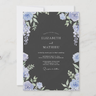 Invitation Mariage Feuilles de Pervenche au Charbon