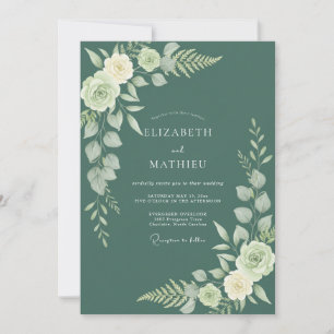 Invitation Mariage Feuilles de Sauge Teal
