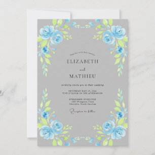 Invitation Mariage Feuilles de Sclérotique Azur