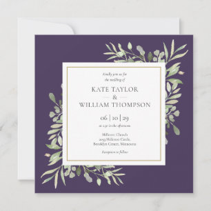 Invitation Mariage Feuilles de Verdure Aquarelle Rustique Vio