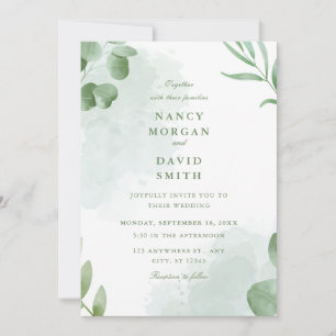 Invitation Mariage Feuilles d'Eucalyptus Aquarelle 
