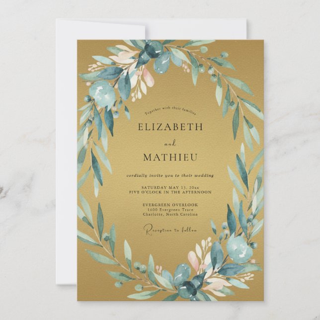 Invitation Mariage Feuilleté Ardoise Ocre (Devant)