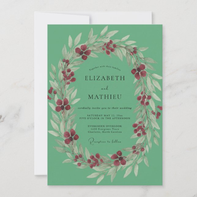 Invitation Mariage Feuillu à la Feuille de Baie de Mer (Devant)