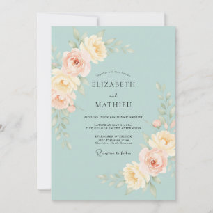 Invitation Mariage Feuillu Abricot Céleste