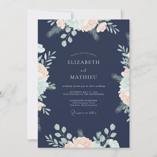 Invitation Mariage Feuillu Abricot de Minuit (Devant)