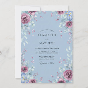 Invitation Mariage Feuillu Améthyste Pervenche