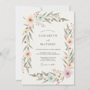Invitation Mariage Feuillu Aqua Pêche