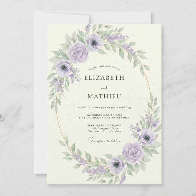 Invitation Mariage Feuillu aux Pistaches (Devant)