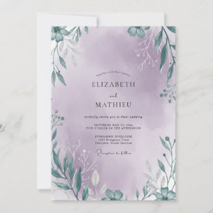 Invitation Mariage Feuillu aux Teintes Lilas