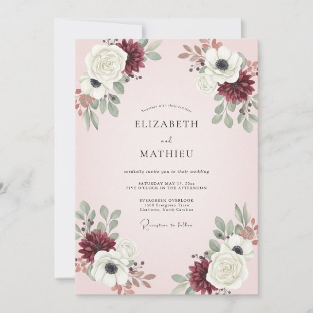 Invitation Mariage Feuillu aux Touches de Bourgogne (Devant)