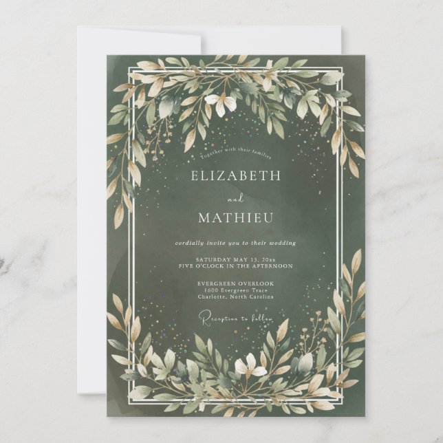 Invitation Mariage Feuillu Crème de Forêt (Devant)