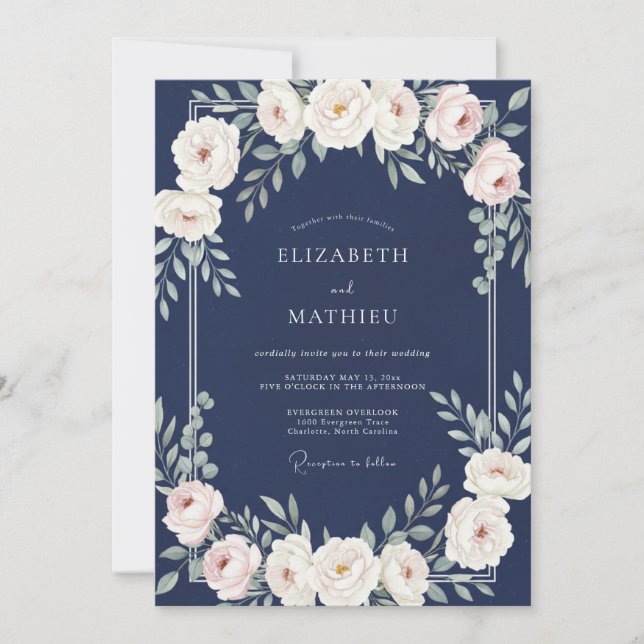 Invitation Mariage Feuillu Crème de Saphir (Devant)