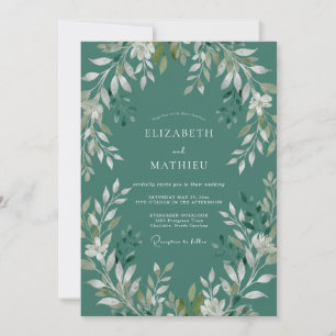 Invitation Mariage Feuillu de Feuillaison de Mer Sombre