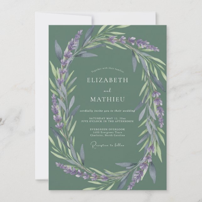Invitation Mariage Feuillu de Lilas Mousseux (Devant)