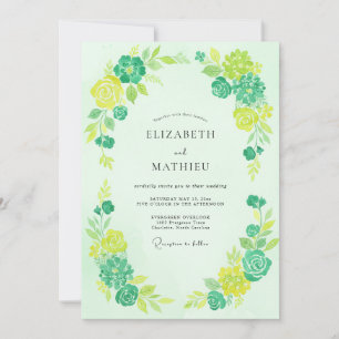 Invitation Mariage Feuillu de Menthe Citron
