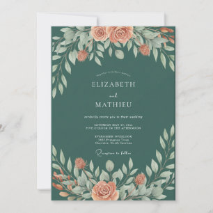 Invitation Mariage Feuillu de Sauge Corail