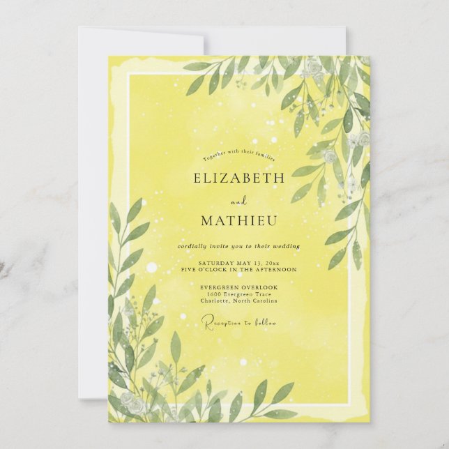 Invitation Mariage Feuillu Ensoleillé (Devant)