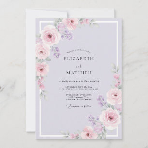 Invitation Mariage Feuillu Lavande Mauve