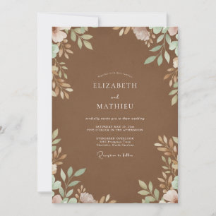 Invitation Mariage Feuillu Marron