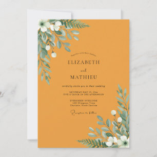 Invitation Mariage Feuillu Moutarde