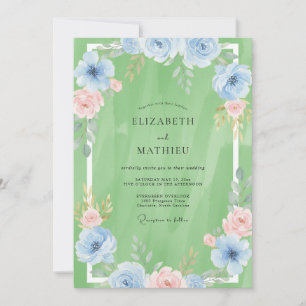Invitation Mariage Feuillu Pistache Azur