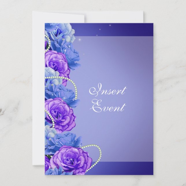 Invitation Mariage fiançailles d'anniversaire bleu violet (Devant)