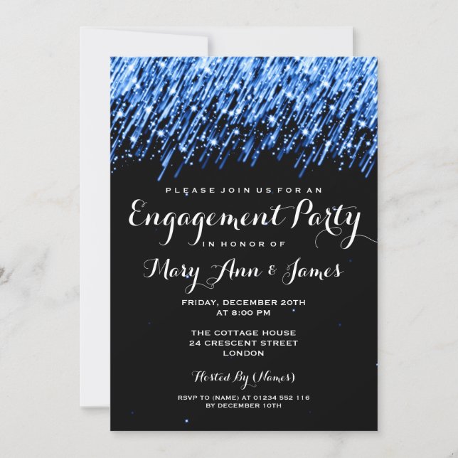 Invitation Mariage Fiançailles des étoiles "bleu saphir" (Devant)