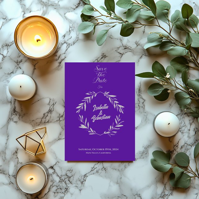 Invitation Mariage Fiançailles Diamant Violet et Argent Date  (Créateur téléchargé)