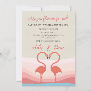 Invitation Mariage Fiançailles Oiseaux Amour Flamant Rose Amu