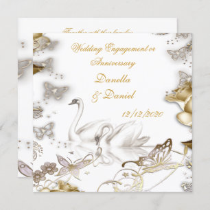 Invitation Mariage Fiançailles ou Anniversaire White Sepia