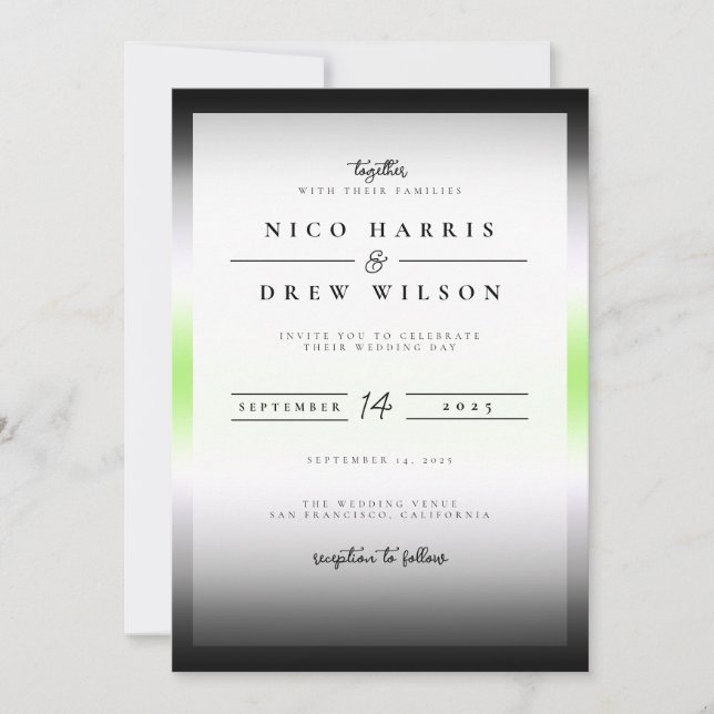 Invitation Mariage Fierté Agender Élégant  (Devant)