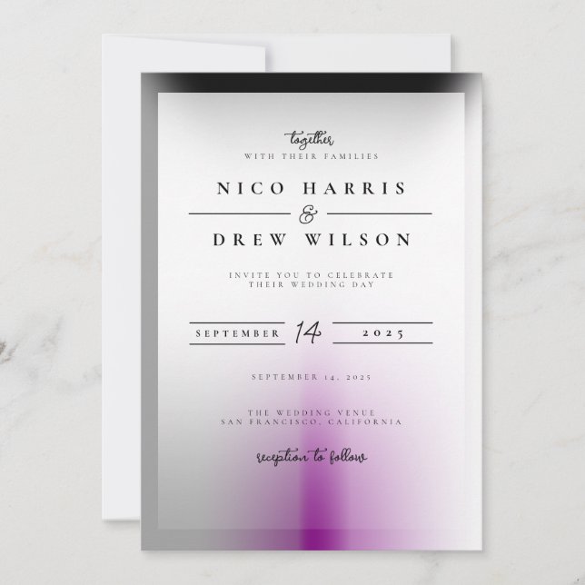 Invitation Mariage Fierté Demisexuel Élégant  (Devant)